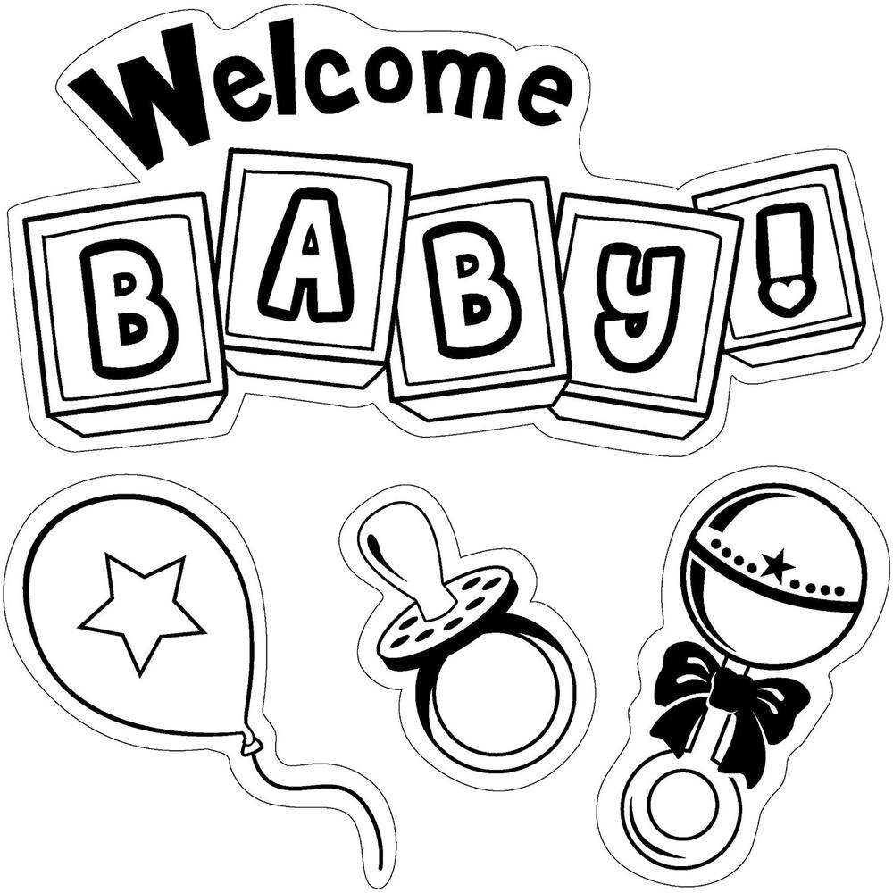 Inkadinkado Rubber Stamps that Cling Welcome Baby4 piece set by EK Success